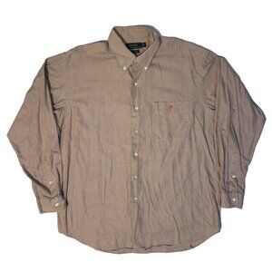 Lauren Ralph Lauren Beige Brown Plaid Shirt - L Long Sleeve Button Up